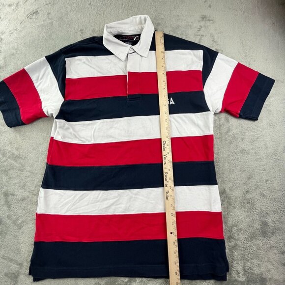 VTG IVY Crew Explorer USA Golf Polo Shirt Men's M Blue Striped Summer RN 82814 - Picture 6 of 8